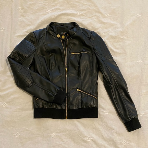 Guess Black Leather Jacket XS - Picture 1 of 3